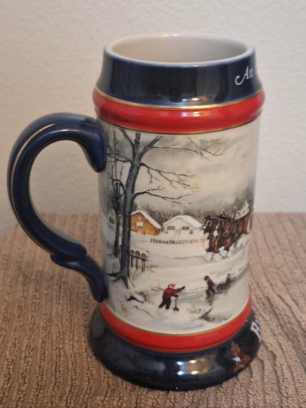 Vintage 1990 Budweiser Holiday Beer Stein